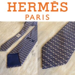 Hermes mens design silk slim  tie